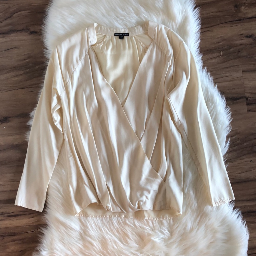 James Perse Ivory Wrap Top